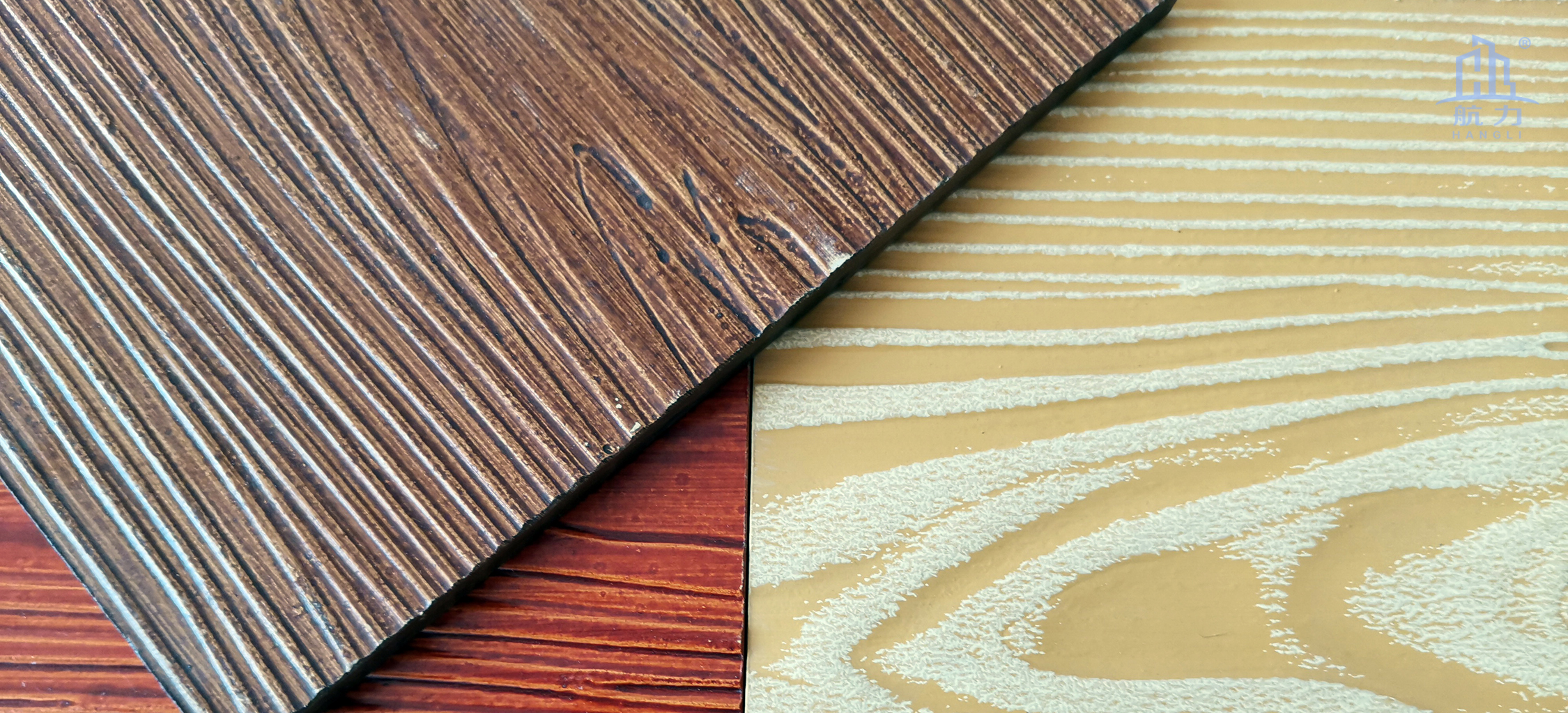 木紋水泥板以100%無石棉水泥板為基材，采用先進生產(chǎn)工藝制成，具有逼真的木紋紋理效果